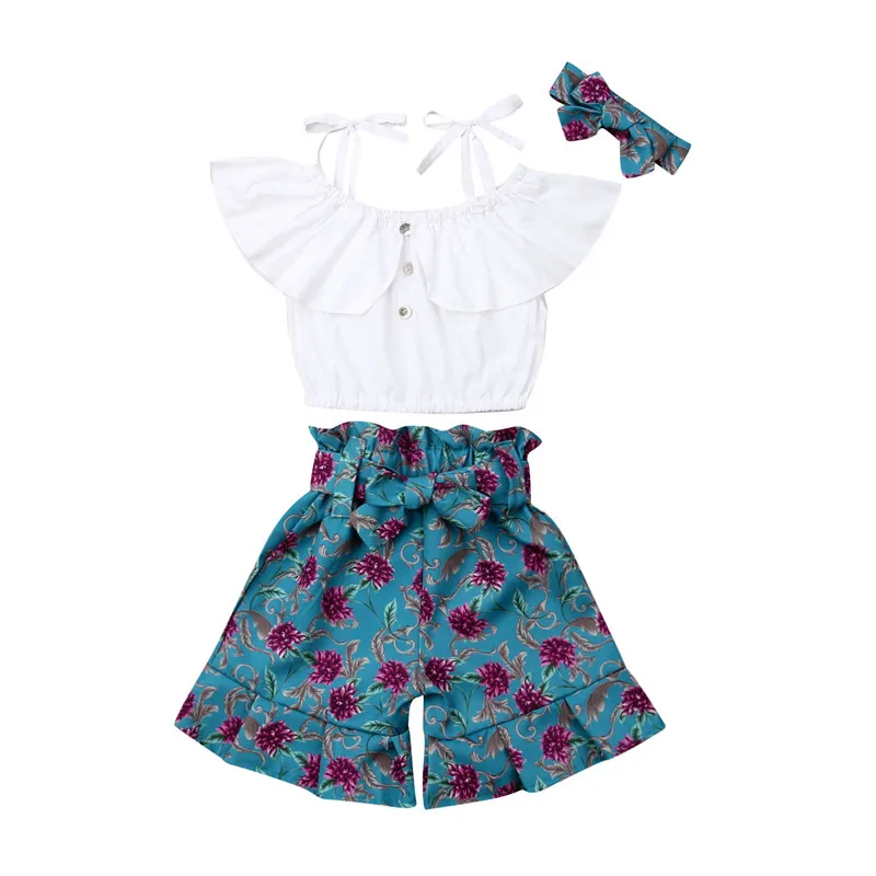 Summer Toddler Baby Girl Clothes White Sling Vest Tops+Flower Shorts Headband Beach 3PCS Kids Outfits Set 2-7Y
Summer Toddler Baby Girl Clothes White Sling Vest Tops+Flower Shorts Headband Beach 3PCS Kids Outfits Set 2-7Y