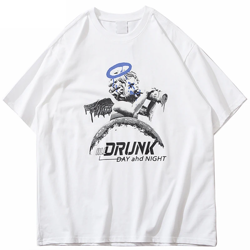2021 Men Hip Hop Oversize T-shirt Streetwear Harajuku Angel Boy Drunk Print T-shirt Short Sleeve Cotton Loose Tops Tees Black
2021 Men Hip Hop Oversize T-shirt Streetwear Harajuku Angel Boy Drunk Print T-shirt Short Sleeve Cotton Loose Tops Tees Black