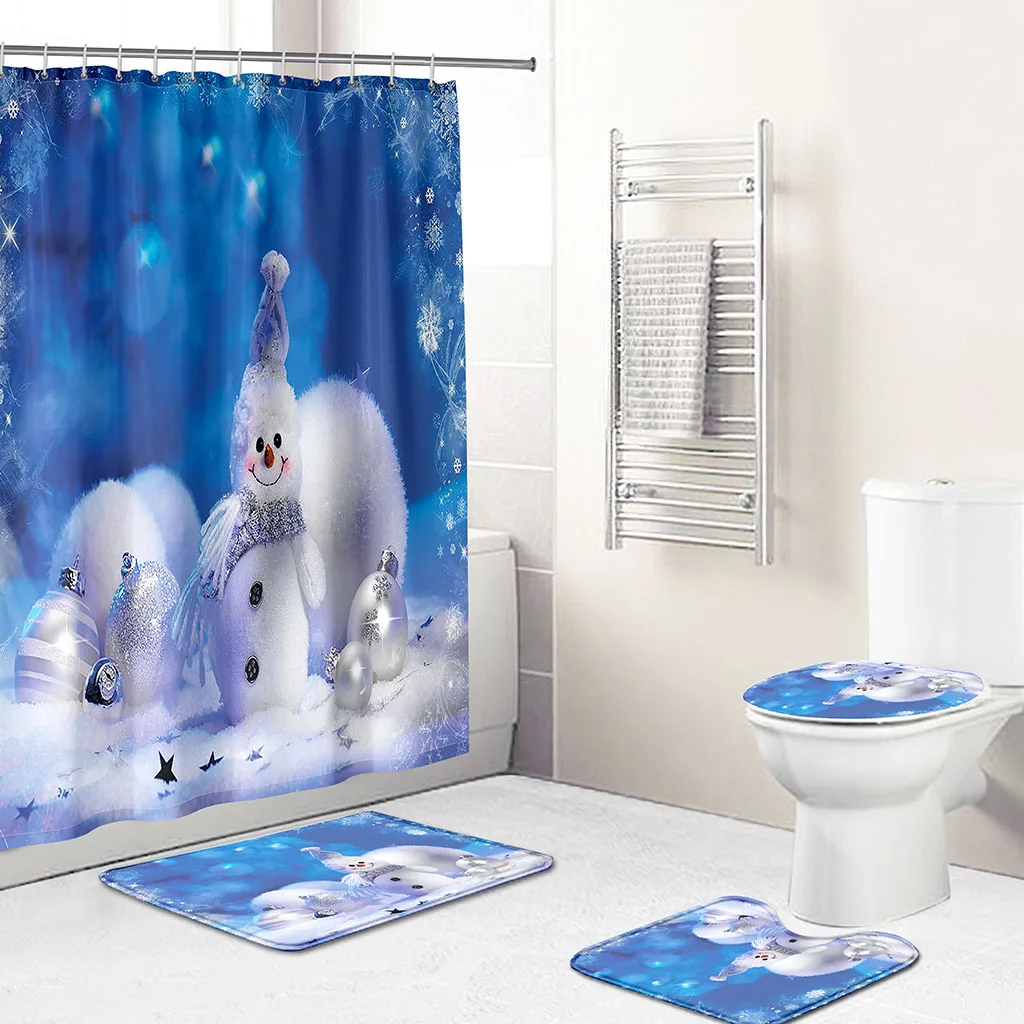 Christmas Lovely Snowman 3D Printing Waterproof Shower Curtain Antiskid Flannel Toilet Three Piece Bathroom Curtain with Hook
Christmas Lovely Snowman 3D Printing Waterproof Shower Curtain Antiskid Flannel Toilet Three Piece Bathroom Curtain with Hook