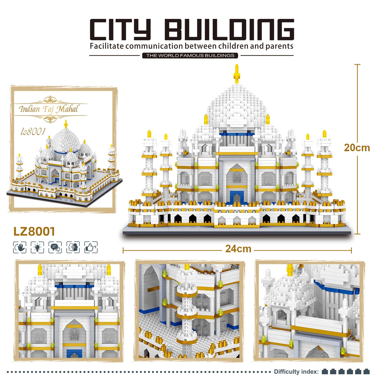 No.8001# World Architecture India Taj Mahal Palace Temple Model Diamond Bricks Building Blocks Toy For Children Birthday Present
No.8001# World Architecture India Taj Mahal Palace Temple Model Diamond Bricks Building Blocks Toy For Children Birthday Present