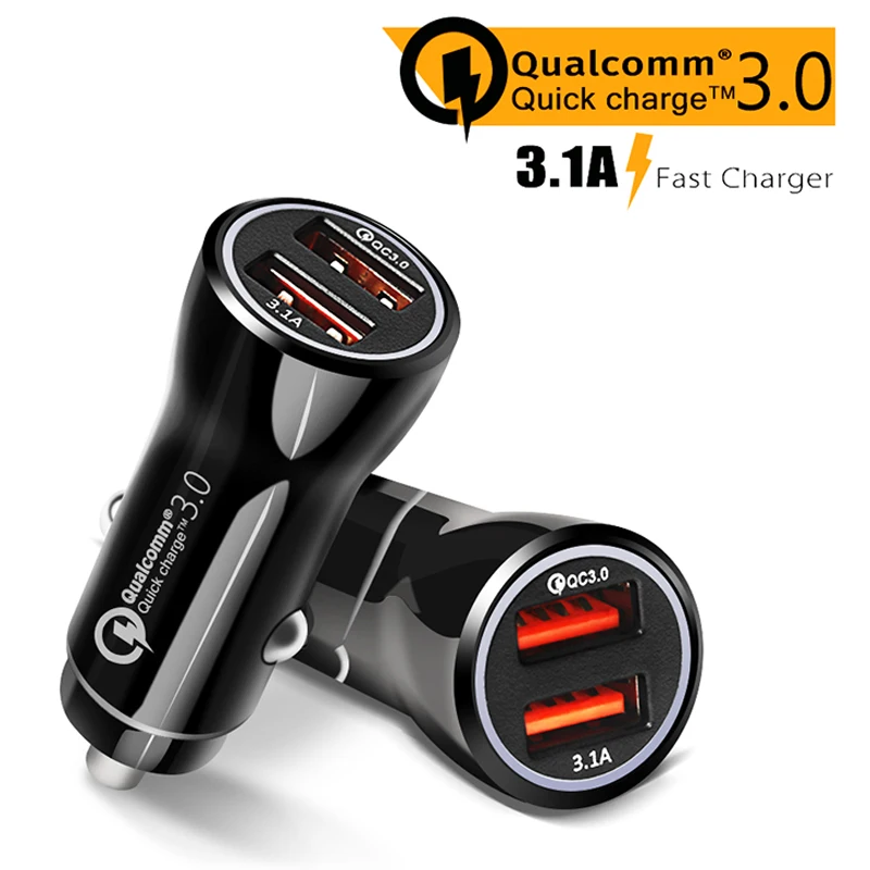 Двойной USB Автомобильное зарядное устройство адаптер Быстрая зарядка QC 3 0 для