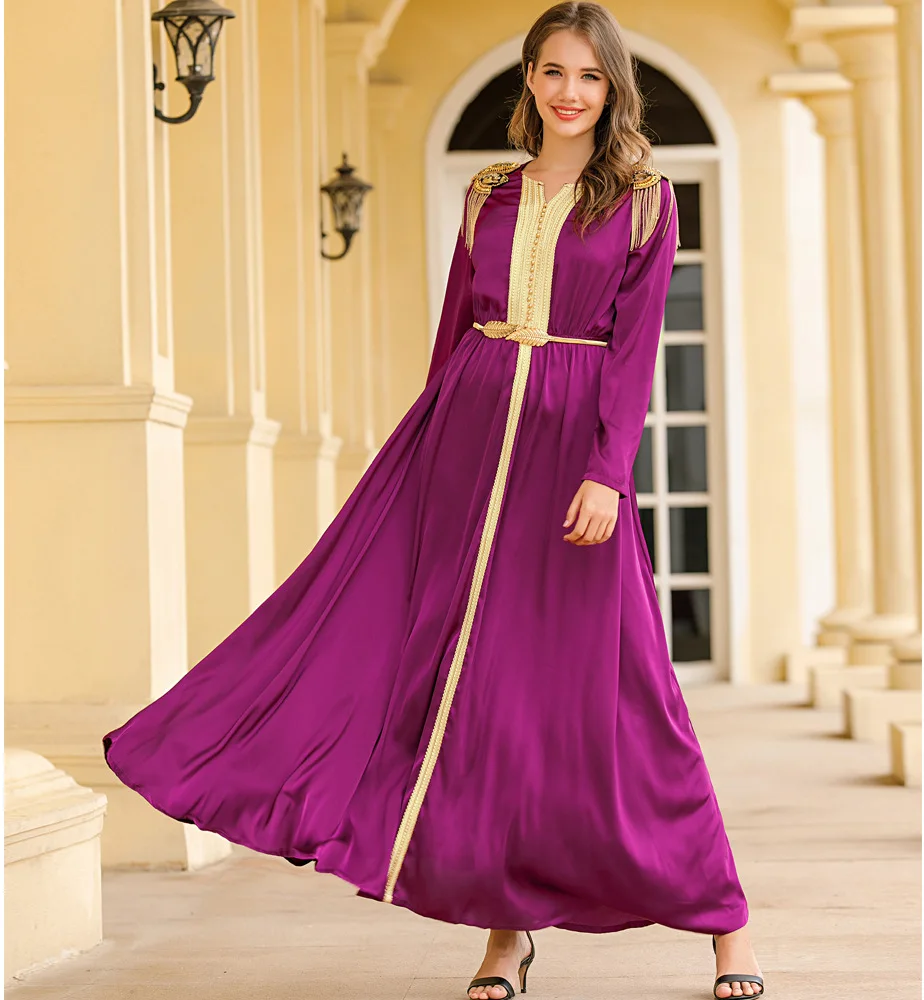 Rose Red Vestidos Muslim Fashion Dress Abaya Turkey Islam African Dresses For Women Morocco Tassel Epaulettes Satin Robe Longue
Rose Red Vestidos Muslim Fashion Dress Abaya Turkey Islam African Dresses For Women Morocco Tassel Epaulettes Satin Robe Longue