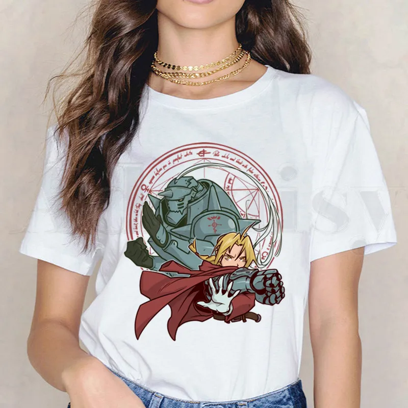 Short Sleeve Female Tops Tees Japanese Anime Fullmetal Alchemist Brothers T Shirts Women's T-shirt Harajuku Vintage
Short Sleeve Female Tops Tees Japanese Anime Fullmetal Alchemist Brothers T Shirts Women's T-shirt Harajuku Vintage
