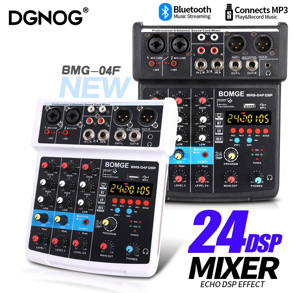 2023 Audio Sound Mixer 4 Channel Dj Mixing Console Sound Card With Monitor 24 Echo DSP 48V Phantom Power For PC Record Karaoke
2023 Audio Sound Mixer 4 Channel Dj Mixing Console Sound Card With Monitor 24 Echo DSP 48V Phantom Power For PC Record Karaoke