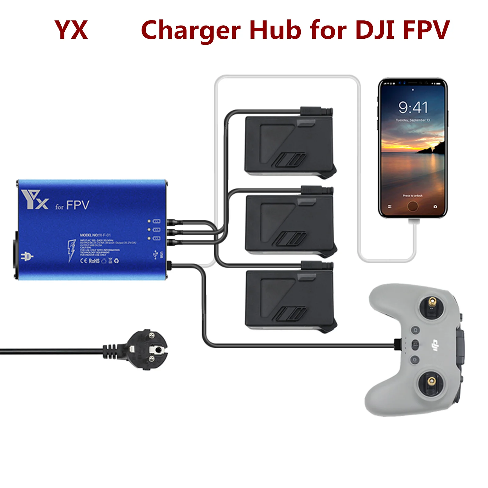 Battery Charger Hub for DJI FPV Intelligent Fast Charging Hub AC 100-240V for DJI FPV Flight Battery Accessories
Battery Charger Hub for DJI FPV Intelligent Fast Charging Hub AC 100-240V for DJI FPV Flight Battery Accessories