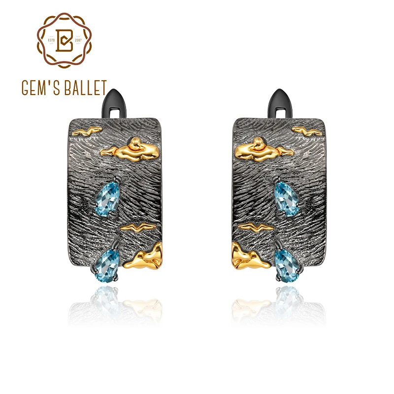 GEM'S BALLET 925 Sterling Silver Art Jewelry Handmade Clouds Sea Swallows Natural Swiss Blue Topaz Women's Clip Earrings
GEM'S BALLET 925 Sterling Silver Art Jewelry Handmade Clouds Sea Swallows Natural Swiss Blue Topaz Women's Clip Earrings
