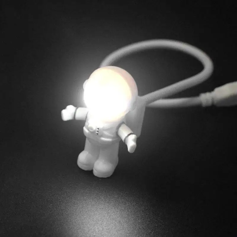 White Flexible Spaceman Astronaut USB Tube LED Night Light Lamp For Computer Laptop PC Notebook Reading Portable DC 5V Creative