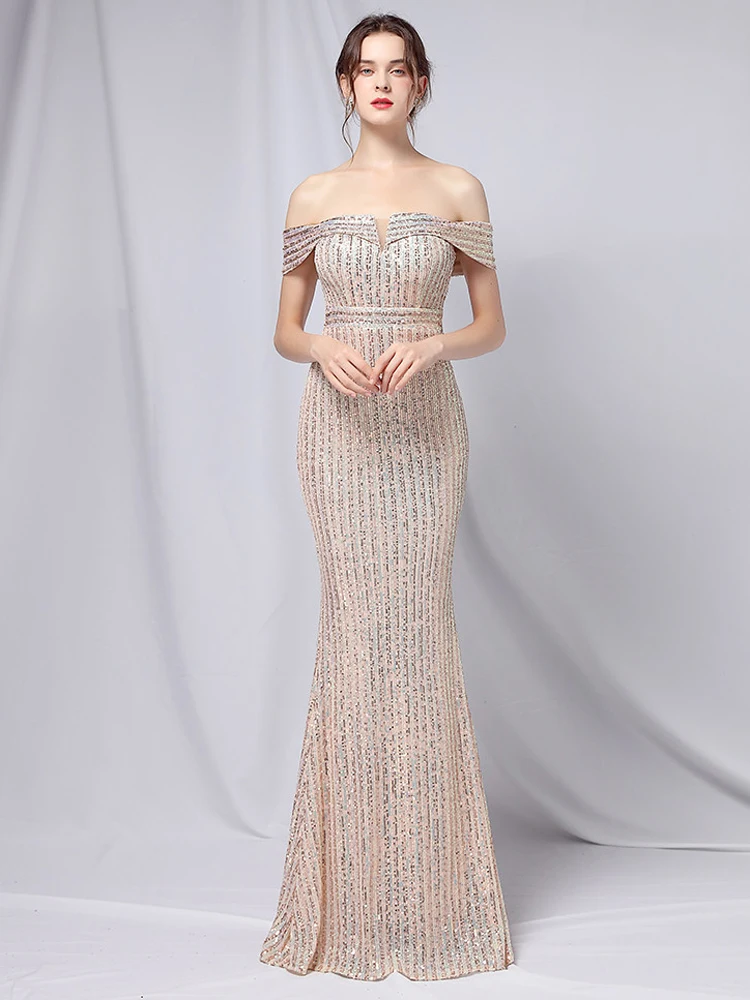 YIDINGZS Elegant Off Shoulder Party Maxi Dress 2021 Boat Neck Gold Sequin Evening Dress Women Wedding Long Prom Dress
YIDINGZS Elegant Off Shoulder Party Maxi Dress 2021 Boat Neck Gold Sequin Evening Dress Women Wedding Long Prom Dress