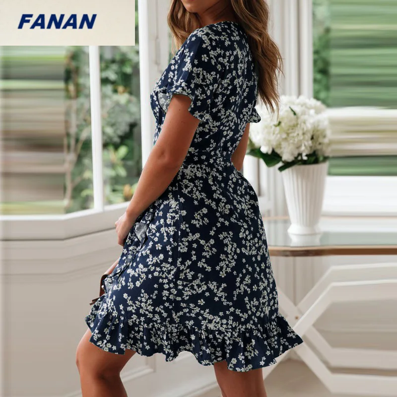 Women Dresses Summer 2020 Sexy V Neck Floral Print Boho Beach Dress Ruffle Short Sleeve A Line Mini Dress Wrap Sundress Robe
Women Dresses Summer 2020 Sexy V Neck Floral Print Boho Beach Dress Ruffle Short Sleeve A Line Mini Dress Wrap Sundress Robe