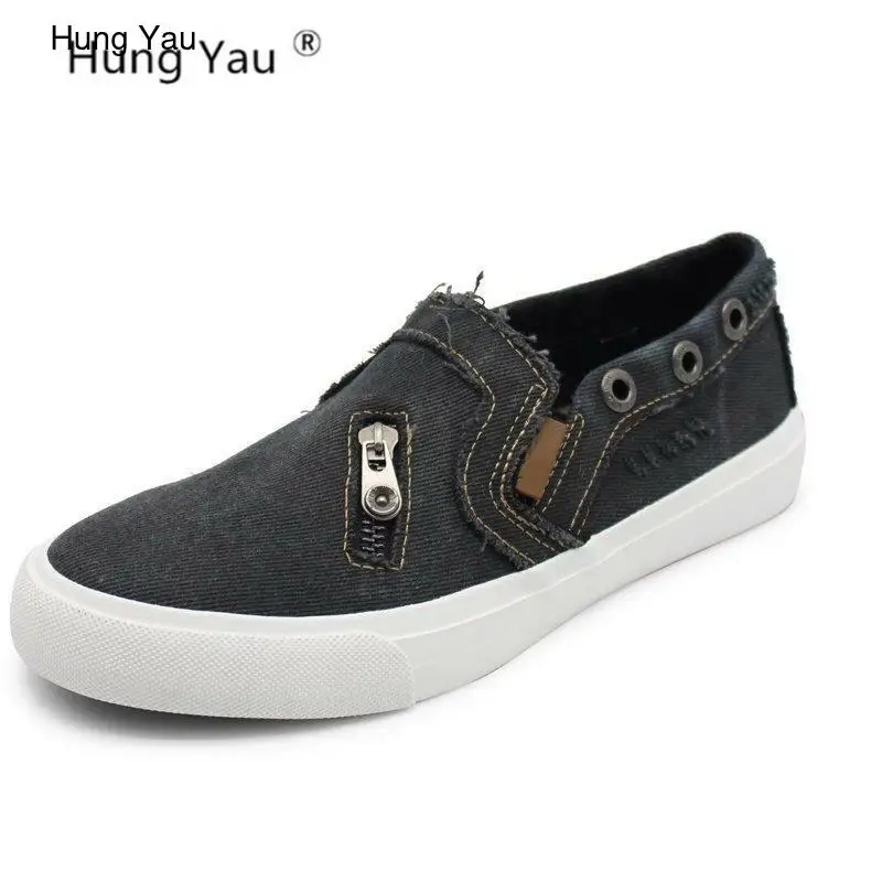 Side Zipper Denim Women's Casual Shoes Plus size 35-43 Women Canvas Slip-On Black Blue Vulcanize Comfortable Shallow Cool Shoes
Side Zipper Denim Women's Casual Shoes Plus size 35-43 Women Canvas Slip-On Black Blue Vulcanize Comfortable Shallow Cool Shoes