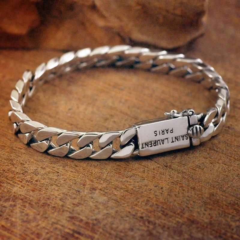 925 Silver Retro Couple CHARM Silver Bracelet, Punk Style Simple Men and Women Weave Cuban Pin,Tank Whip Chain Jewelry Gift 20cm
925 Silver Retro Couple CHARM Silver Bracelet, Punk Style Simple Men and Women Weave Cuban Pin,Tank Whip Chain Jewelry Gift 20cm