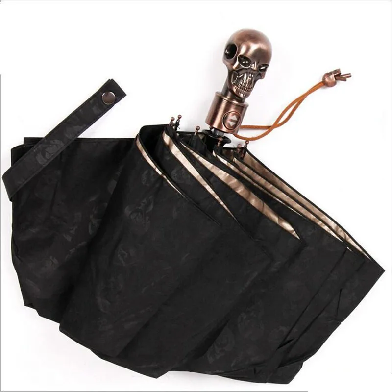 

Креативный Зонт с черепом дьявола полностью автоматический мужской 3 Складные ветрозащитные зонты с УФ-защитой от солнца дождя Мужские зон...