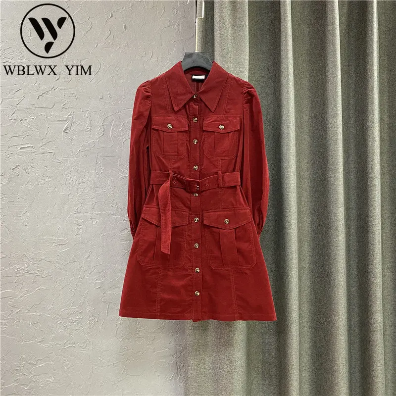 Autumn Corduroy Dress Women Fashion Puff sleeve Lapel Belt High waist Mini Dress Elegant Office Lady Single breasted Dresses
Autumn Corduroy Dress Women Fashion Puff sleeve Lapel Belt High waist Mini Dress Elegant Office Lady Single breasted Dresses