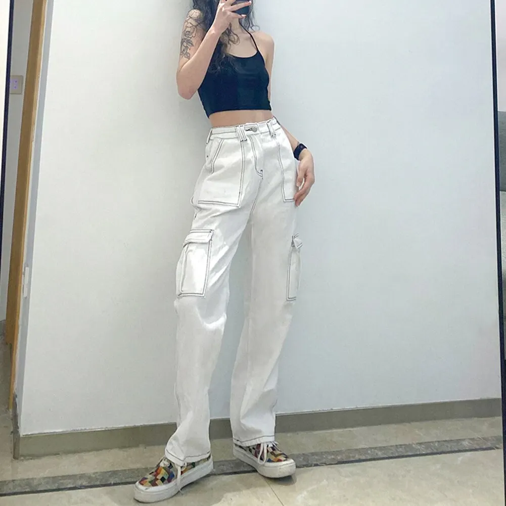 Fashion Pocket White Women's Jeans Streetwear High Waist Jeans Vintage Straight Harajuku 2021 Denim Pants Cargo Pants
Fashion Pocket White Women's Jeans Streetwear High Waist Jeans Vintage Straight Harajuku 2021 Denim Pants Cargo Pants