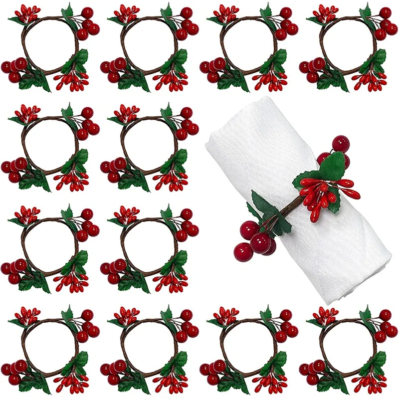 Napkin Rings, Rustic Napkin Ring Serviette Holders Red Berry Table Decorations for Wedding Christmas Birthday Party
Napkin Rings, Rustic Napkin Ring Serviette Holders Red Berry Table Decorations for Wedding Christmas Birthday Party