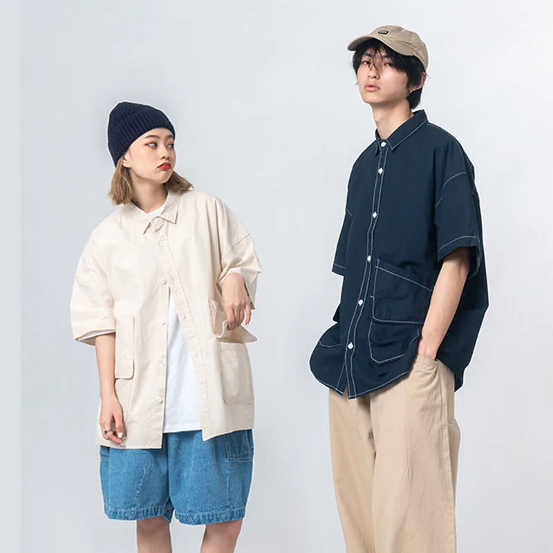 Men Casual Loose Short Sleeve Cargo Shirt Male Female Unisex Hip Hop Japan Streetwear Retro Fashion Shirts
Men Casual Loose Short Sleeve Cargo Shirt Male Female Unisex Hip Hop Japan Streetwear Retro Fashion Shirts