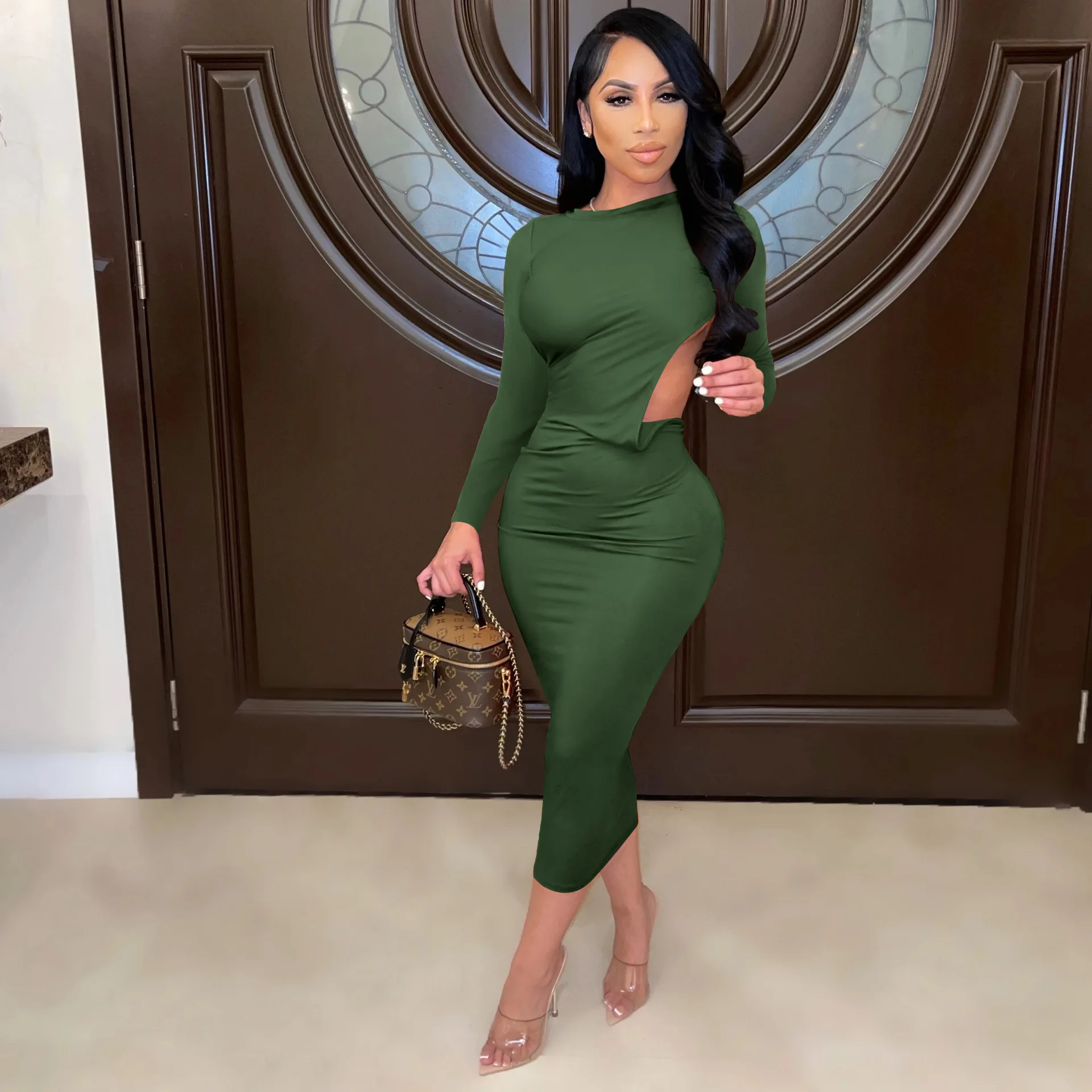 SKMY Women Clothing Bodycon Dress Solid Color Round Neck Long Sleeve Mid-Calf Length Sexy Backless Nightclub Dress Party
SKMY Women Clothing Bodycon Dress Solid Color Round Neck Long Sleeve Mid-Calf Length Sexy Backless Nightclub Dress Party