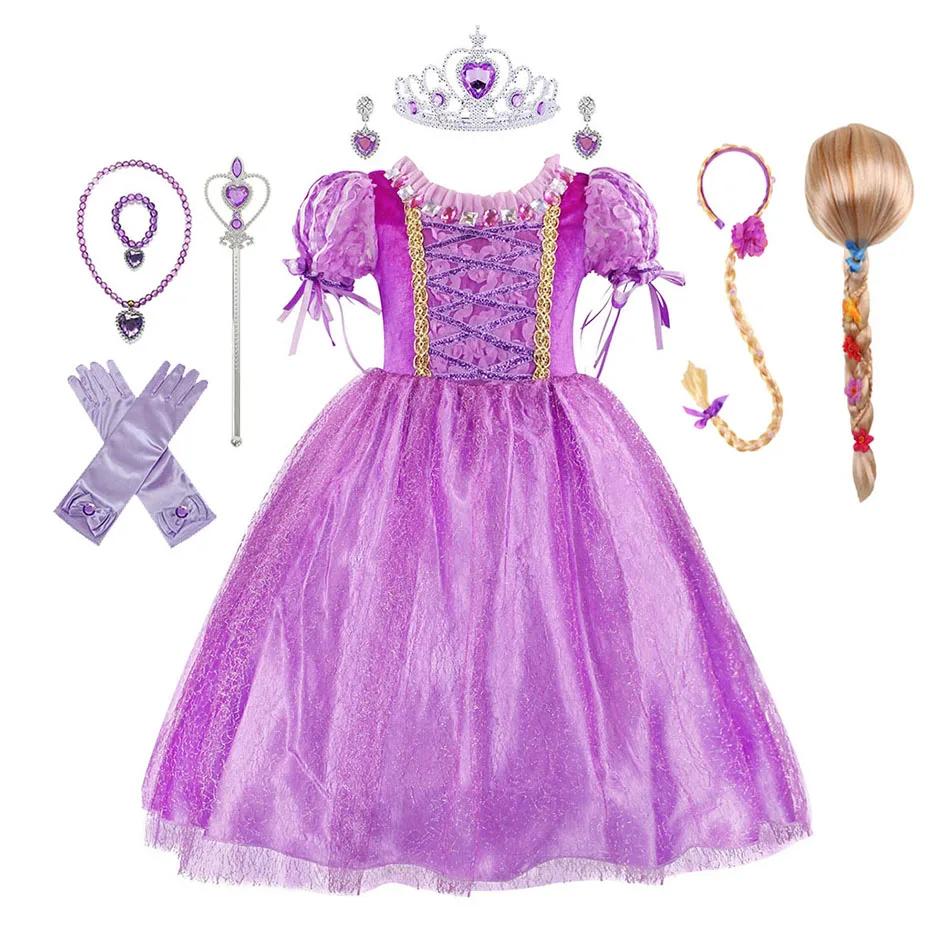 Girls Princess Tangled Dress Sequins Fancy Cosplay Costume For Kids Long Hair Luxury Ball Gown Halloween Birthday Party Vestido 
Girls Princess Tangled Dress Sequins Fancy Cosplay Costume For Kids Long Hair Luxury Ball Gown Halloween Birthday Party Vestido
