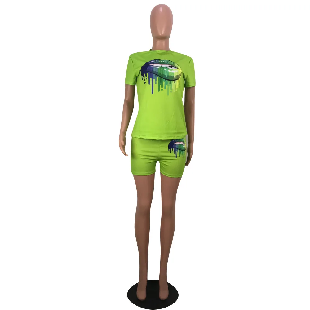 Neon Green Lips Print Two Piece Set Tracksuit Tops And Shorts Matching Suit Casual Festival 2 Piece Outfits For Women
Neon Green Lips Print Two Piece Set Tracksuit Tops And Shorts Matching Suit Casual Festival 2 Piece Outfits For Women
