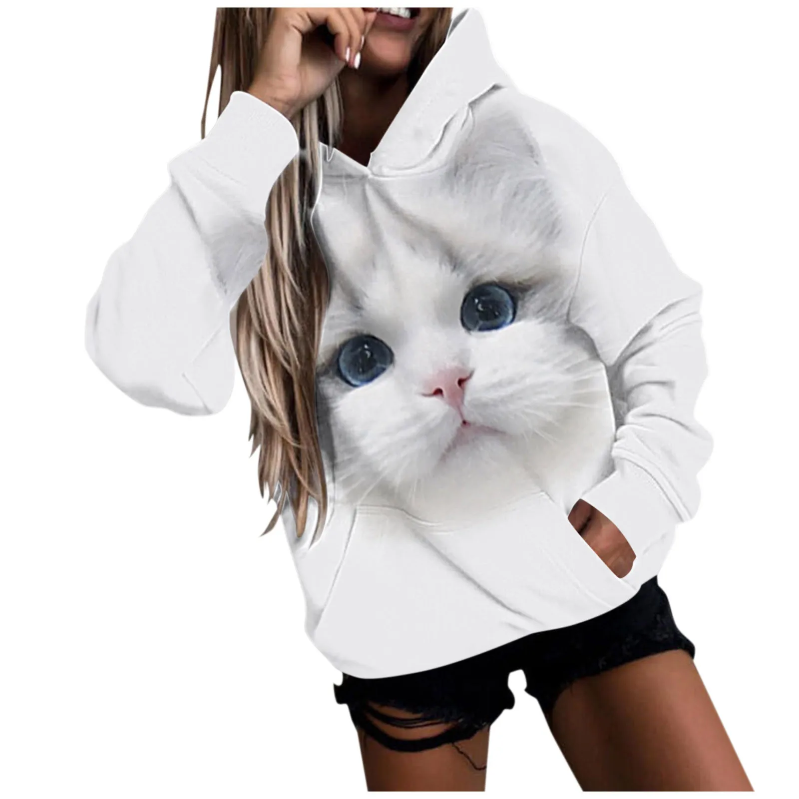 Sweatshirts Women Cute Cat Women's 3D Animal Print Hood Hoodies Ladies Long Sleeve Casual Hooded Pullover Clothes Sweatshirt
Sweatshirts Women Cute Cat Women's 3D Animal Print Hood Hoodies Ladies Long Sleeve Casual Hooded Pullover Clothes Sweatshirt