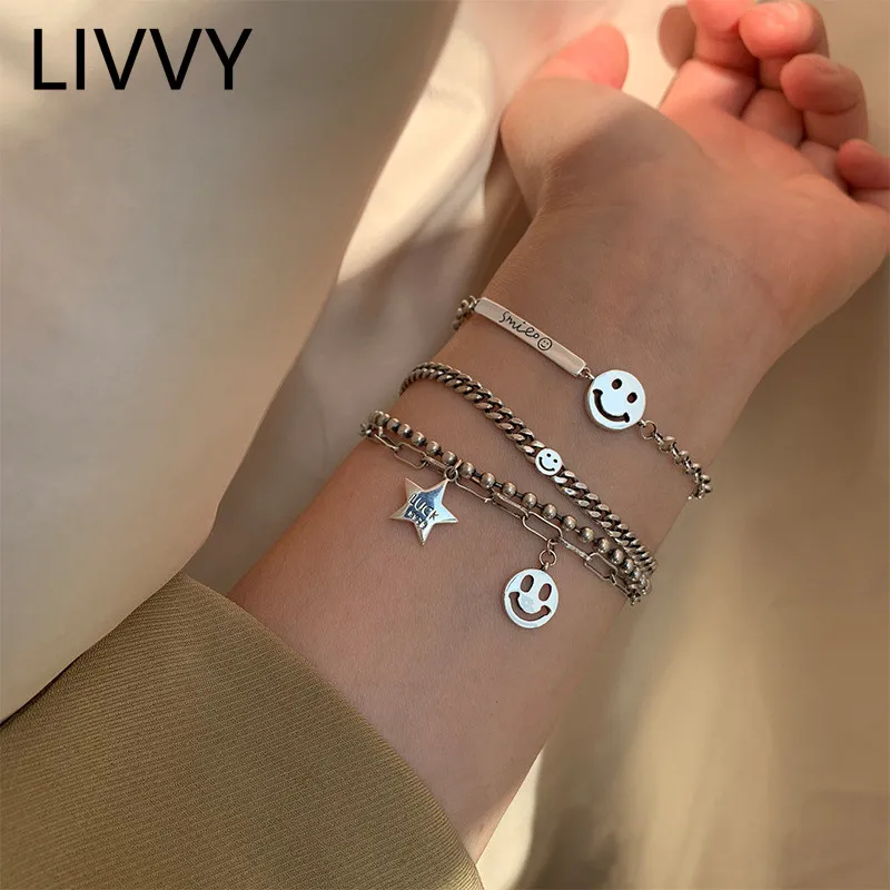 LIVVY Luck Star Smiling Face Trendy Bracelet for Women Vintage Handmade Fine Jewelry Birthday Gifts Couple
LIVVY Luck Star Smiling Face Trendy Bracelet for Women Vintage Handmade Fine Jewelry Birthday Gifts Couple