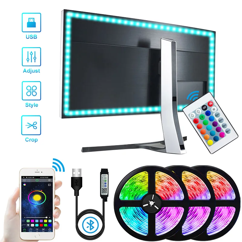 Led Strips Light USB TV Backlight Lamp RGB Flexible 5050 Bluetooth Led Tape Diode 1m 5m no waterproof for Living Room Decorative
Led Strips Light USB TV Backlight Lamp RGB Flexible 5050 Bluetooth Led Tape Diode 1m 5m no waterproof for Living Room Decorative