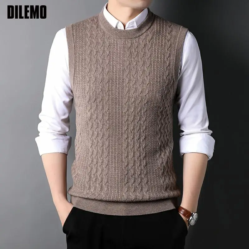 100% High End Wool New Autum Fashion Brand Oneck Knit Pullover Korean Sweater Vest Men Sleeveless Winter Casual Men's Clothing
100% High End Wool New Autum Fashion Brand Oneck Knit Pullover Korean Sweater Vest Men Sleeveless Winter Casual Men's Clothing
