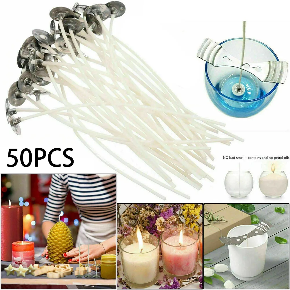 50 X 80mm-8cm Pre Waxed Wicks For Candle Making With Sustainers Candle Wicks Smokeless Wax Pure Cotton Core Low-Smoke Natural
50 X 80mm-8cm Pre Waxed Wicks For Candle Making With Sustainers Candle Wicks Smokeless Wax Pure Cotton Core Low-Smoke Natural
