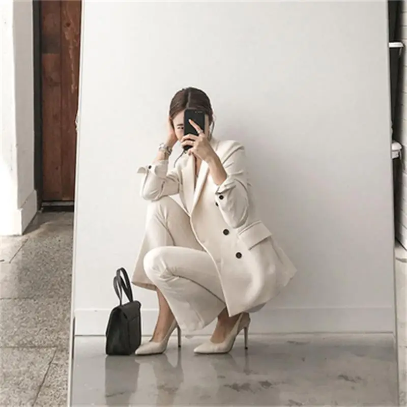 Fashion professional Set female fall New high quality white casual Business suit + pants suit women Work clothes size XS-2XL
Fashion professional Set female fall New high quality white casual Business suit + pants suit women Work clothes size XS-2XL