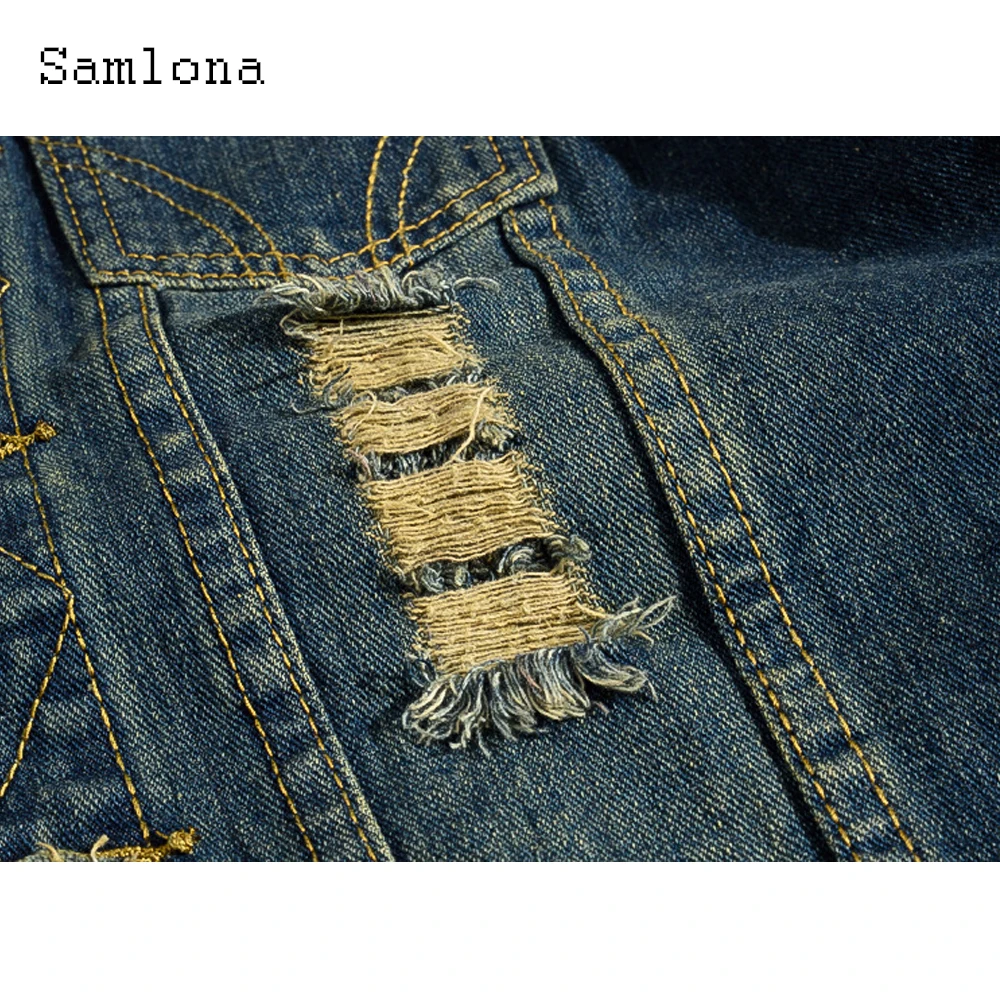 Samlona Plus Size 5xl 6xl Men Denim Jackets 2021 Sleeveless Multi-pockets Jean Vest Mens Fashion Hole Ripped Sexy Jeans Jacket
Samlona Plus Size 5xl 6xl Men Denim Jackets 2021 Sleeveless Multi-pockets Jean Vest Mens Fashion Hole Ripped Sexy Jeans Jacket
