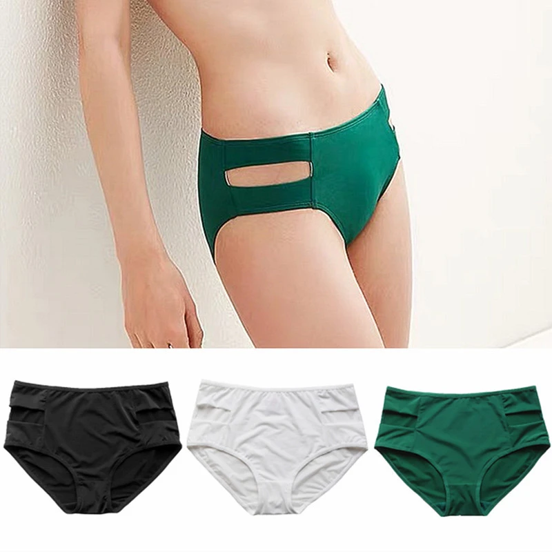 

2021 New Products Hot Sale Japanese Large Size Hollow High Waist Women's Underwear Women's Ice Silky Buttocks Comfortable Briefs