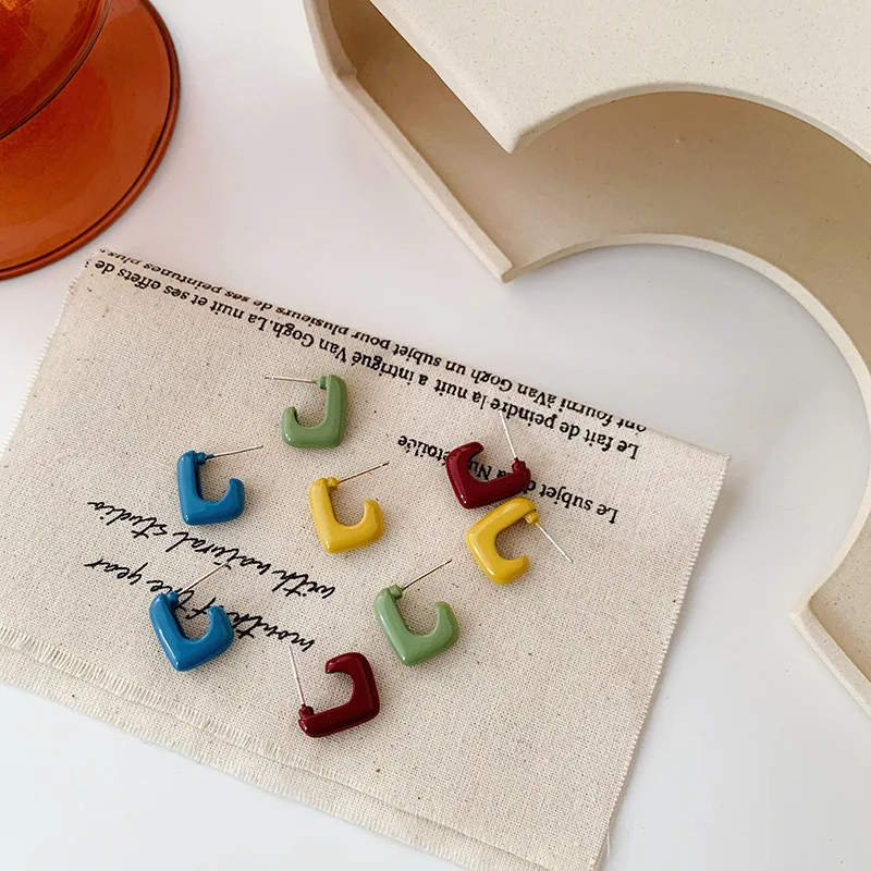 Minimalist Candy Color Square Geometric Open Earrings for Women Girl Colorful Metel Chic Small Dangle Earrings Pendientes 2020
Minimalist Candy Color Square Geometric Open Earrings for Women Girl Colorful Metel Chic Small Dangle Earrings Pendientes 2020