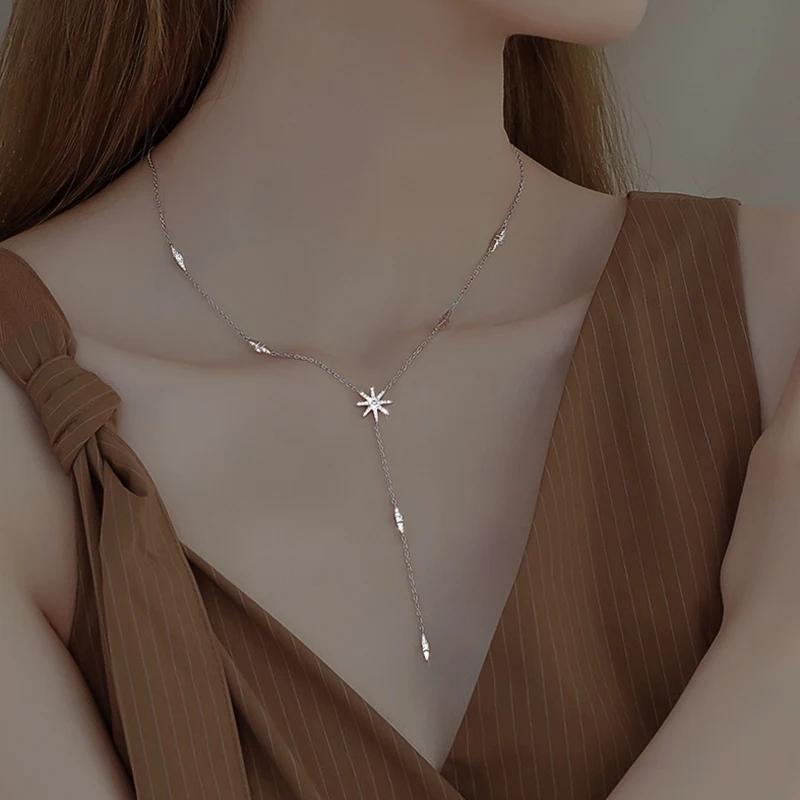 Personality 925 Sterling Silver Glitter Diamond Sun Flower Necklace Simple Star Pendant Clavicle Chain Female Exquisite Jewelry
Personality 925 Sterling Silver Glitter Diamond Sun Flower Necklace Simple Star Pendant Clavicle Chain Female Exquisite Jewelry