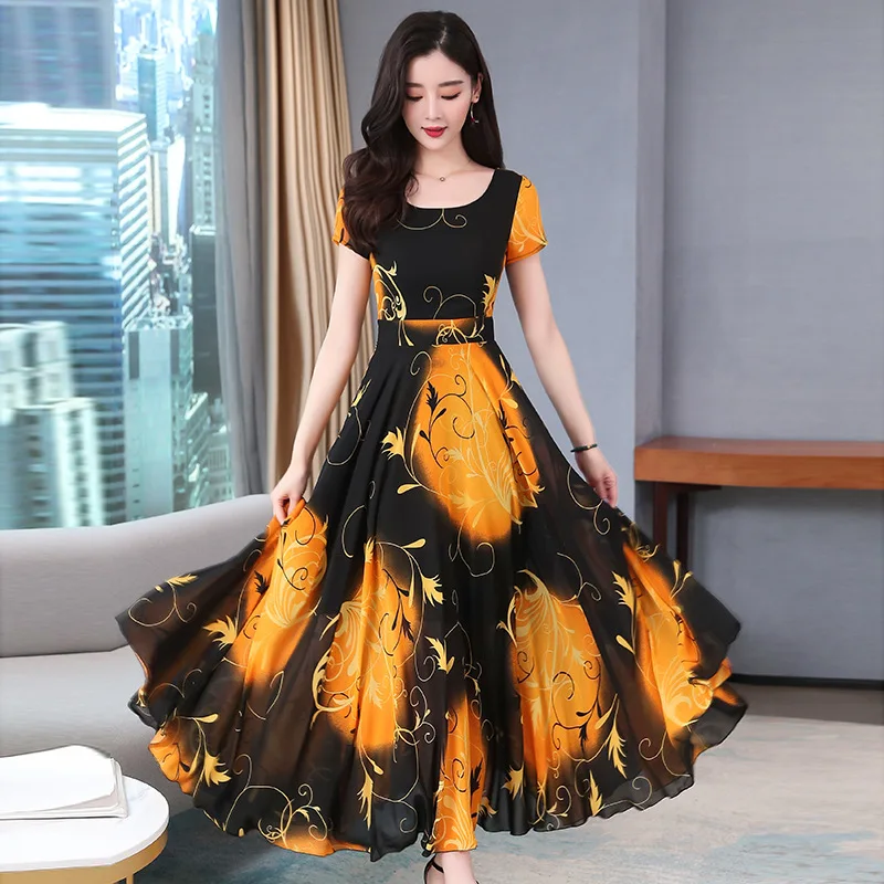 Chiffon dress women's summer 2021 new large size waist-length body re-classical print long big dress dress
Chiffon dress women's summer 2021 new large size waist-length body re-classical print long big dress dress