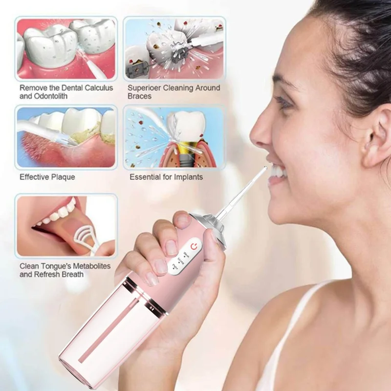 Oral Irrigator Portable Water Dental Flosser 220ml 3 Modes USB Rechargeable Water Floss Teeth Cleaner Waterproof Teeth Cleaner
Oral Irrigator Portable Water Dental Flosser 220ml 3 Modes USB Rechargeable Water Floss Teeth Cleaner Waterproof Teeth Cleaner