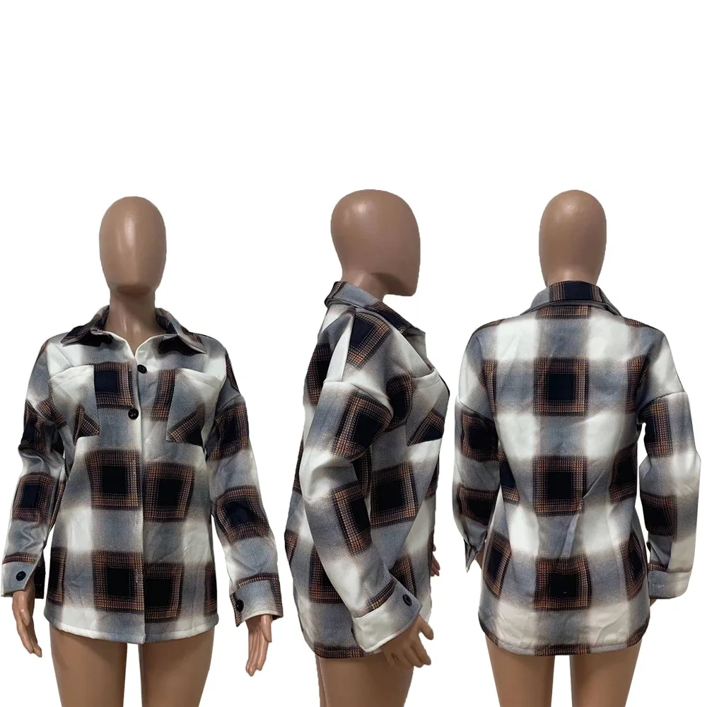 Fall Winter Plaid Printing Women Basic Coat Turn-down Collar Single-breasted Long Sleeve Loose Streetwear Daily Jackets Fashion
Fall Winter Plaid Printing Women Basic Coat Turn-down Collar Single-breasted Long Sleeve Loose Streetwear Daily Jackets Fashion