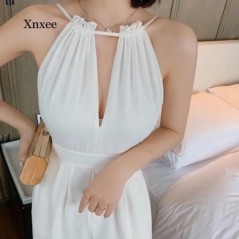 2021 New Fashion Summer White Chiffon Rompers Women Elegant Sexy Spaghetti Strap Temperament Simple Party Long Jumpsuit Bodycon
2021 New Fashion Summer White Chiffon Rompers Women Elegant Sexy Spaghetti Strap Temperament Simple Party Long Jumpsuit Bodycon