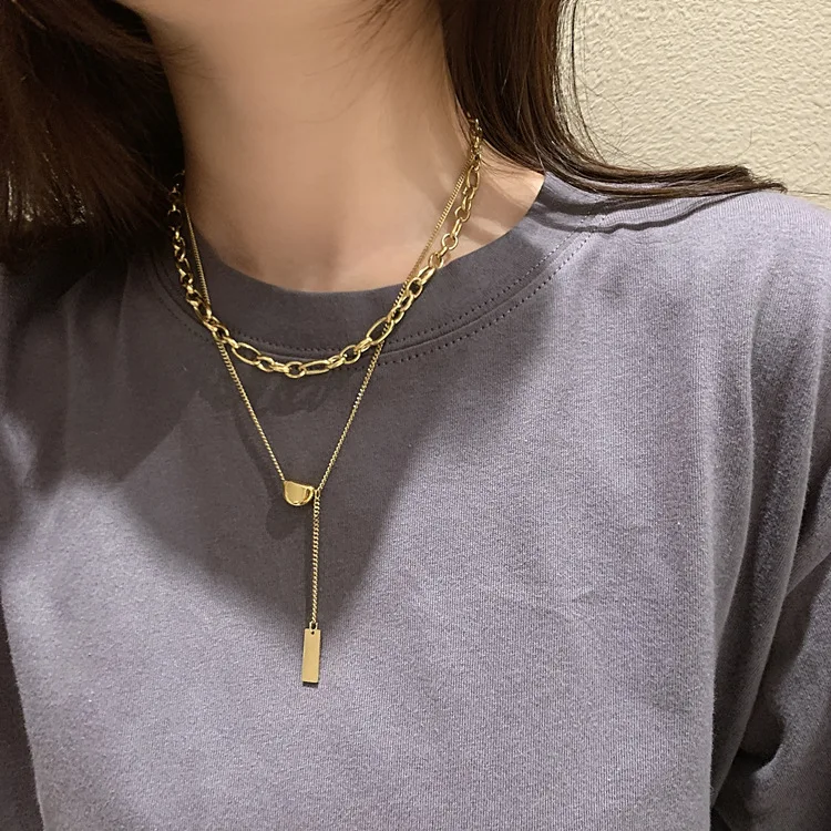 Fashion Bar Chain Double Layers Long Necklace For Women Korean Style Simple Jewelry 
Fashion Bar Chain Double Layers Long Necklace For Women Korean Style Simple Jewelry