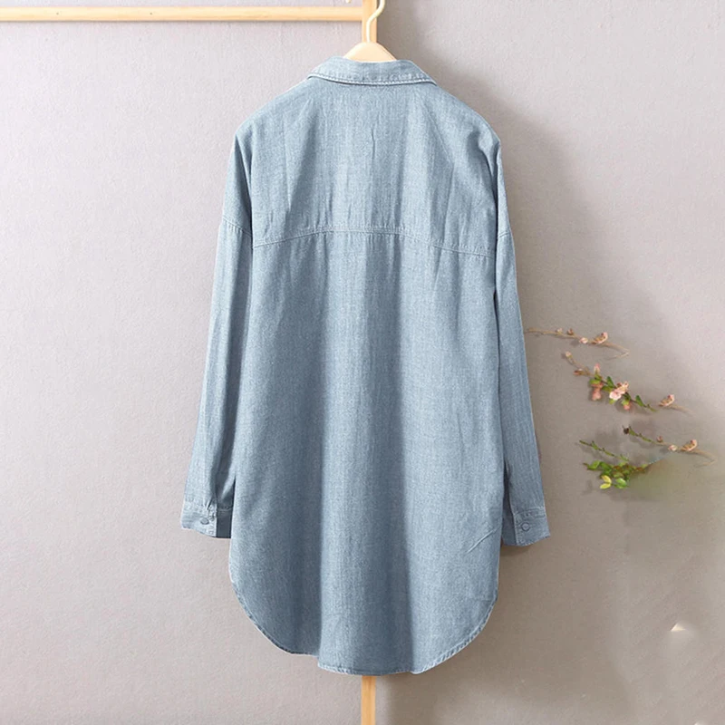 PEIRESA 2021 Autumn Women's Denim Blouse Solid Shirts Long Sleeve Turn-down Collar Blusas Female Button Tops Hot Sale
PEIRESA 2021 Autumn Women's Denim Blouse Solid Shirts Long Sleeve Turn-down Collar Blusas Female Button Tops Hot Sale