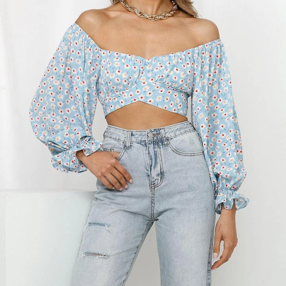 Autumn Blouse Women Floral Print Top Off Shoulder Long Sleeve Sashes Corset Crop Top T Shirts Casual Fashion Sexy Sweet Female
Autumn Blouse Women Floral Print Top Off Shoulder Long Sleeve Sashes Corset Crop Top T Shirts Casual Fashion Sexy Sweet Female