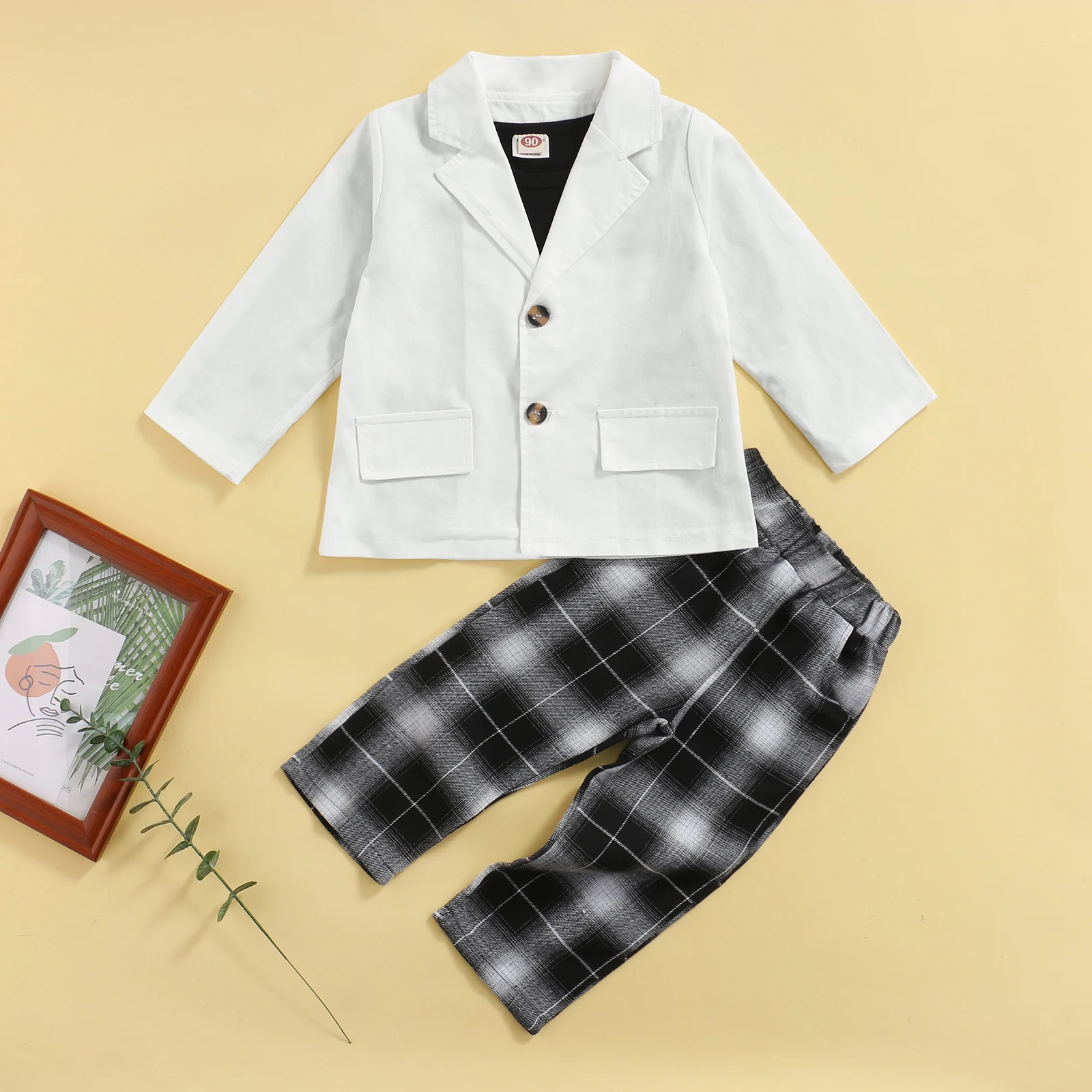Autumn Women Business Casual Jacket and Trousers Suit Long-Sleeved Top and Loose Plaid Trousers 3 Piece Cotton Blend Suit
Autumn Women Business Casual Jacket and Trousers Suit Long-Sleeved Top and Loose Plaid Trousers 3 Piece Cotton Blend Suit
