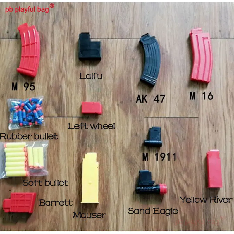 PB Playful Bag Outdoor sports soft bullet gun sponge rubber bullet AK47 Barrett revolver Mauser magazine clip toy parts IG27 
PB Playful Bag Outdoor sports soft bullet gun sponge rubber bullet AK47 Barrett revolver Mauser magazine clip toy parts IG27