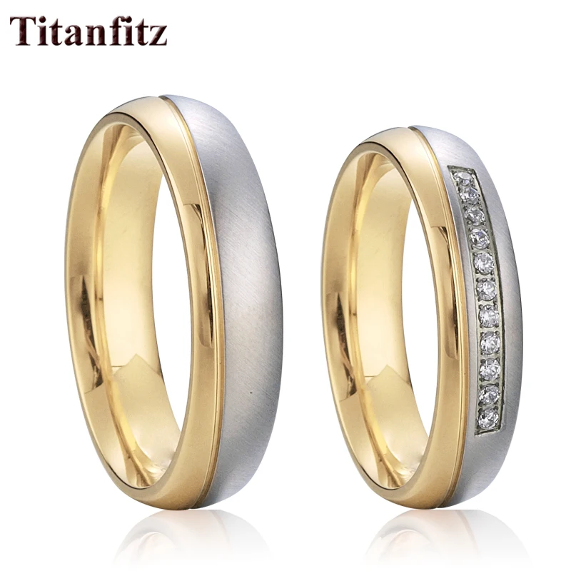 Комплект свадебных колец из нержавеющей стали с фианитом для пары|couple rings silver|male