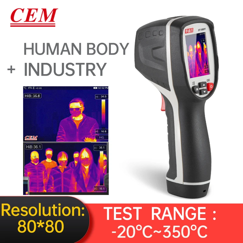 CEM Thermal Camera DT-860Y Infrared Thermal Imager Detector Heating Inspection for Failure Power Floor and Leakage.
CEM Thermal Camera DT-860Y Infrared Thermal Imager Detector Heating Inspection for Failure Power Floor and Leakage.