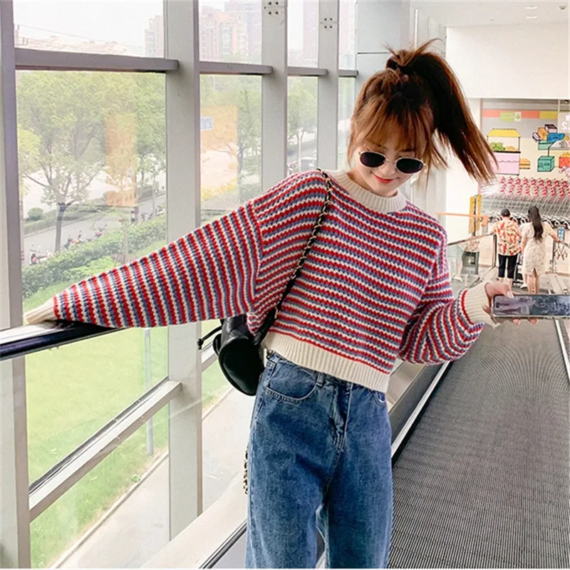 2020 Autumn And Winter New Cocoon Pullover Sweater Women Loose Outer Wear Lazy Wind High Waist Short Striped Knitted Top C383
2020 Autumn And Winter New Cocoon Pullover Sweater Women Loose Outer Wear Lazy Wind High Waist Short Striped Knitted Top C383