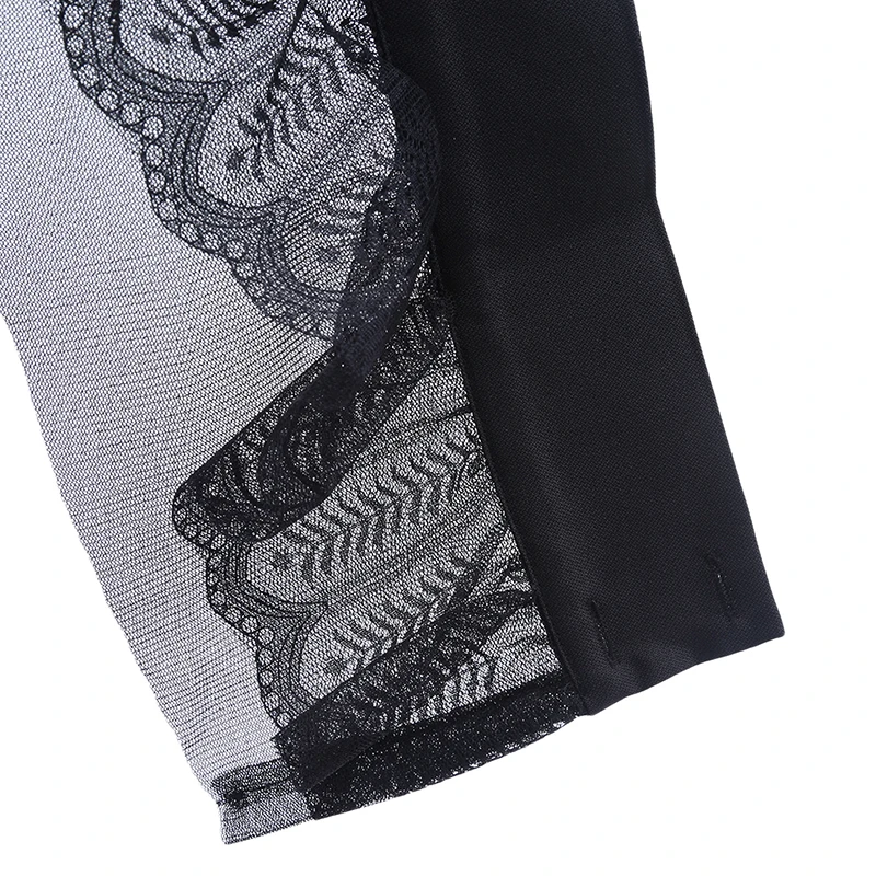 Women Girls Fake Flare Sleeves Floral Lace Pleated Ruched False Cuffs Sweater Blouse Apparel Wrist Warmers