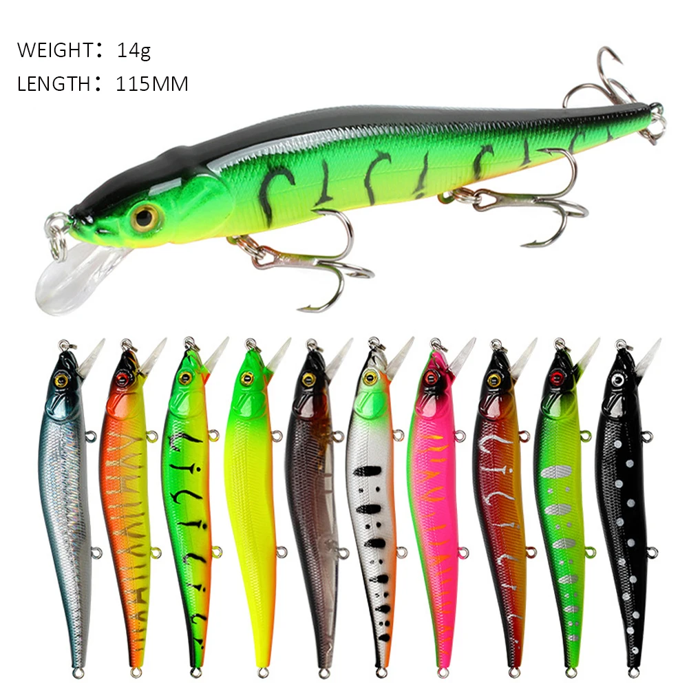 Minnow Fishing Lure 115mm 14g Mini Artificial Hard Bait Sinking Crankbait Wobblers Carp Perch Trout Fishing Tackle Accessories
Minnow Fishing Lure 115mm 14g Mini Artificial Hard Bait Sinking Crankbait Wobblers Carp Perch Trout Fishing Tackle Accessories