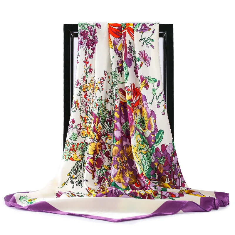 Fashion Silk Satin Hair Scarf For Women Floral Print Kerchief Hijab Scarfs 90*90cm Square Shawls Neck Scarves For Ladies Spring
Fashion Silk Satin Hair Scarf For Women Floral Print Kerchief Hijab Scarfs 90*90cm Square Shawls Neck Scarves For Ladies Spring