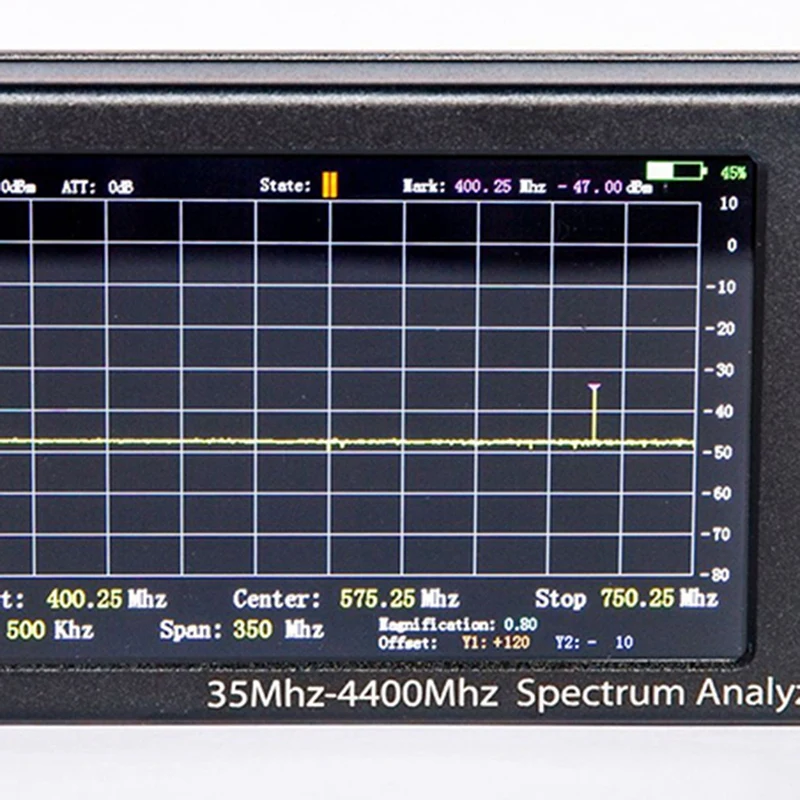 Spectrum Analyzer GS100 35-4400MHz TFT LCD Display Screen Handheld Spectrum Analyzer Multifunction Utility Tool 
Spectrum Analyzer GS100 35-4400MHz TFT LCD Display Screen Handheld Spectrum Analyzer Multifunction Utility Tool