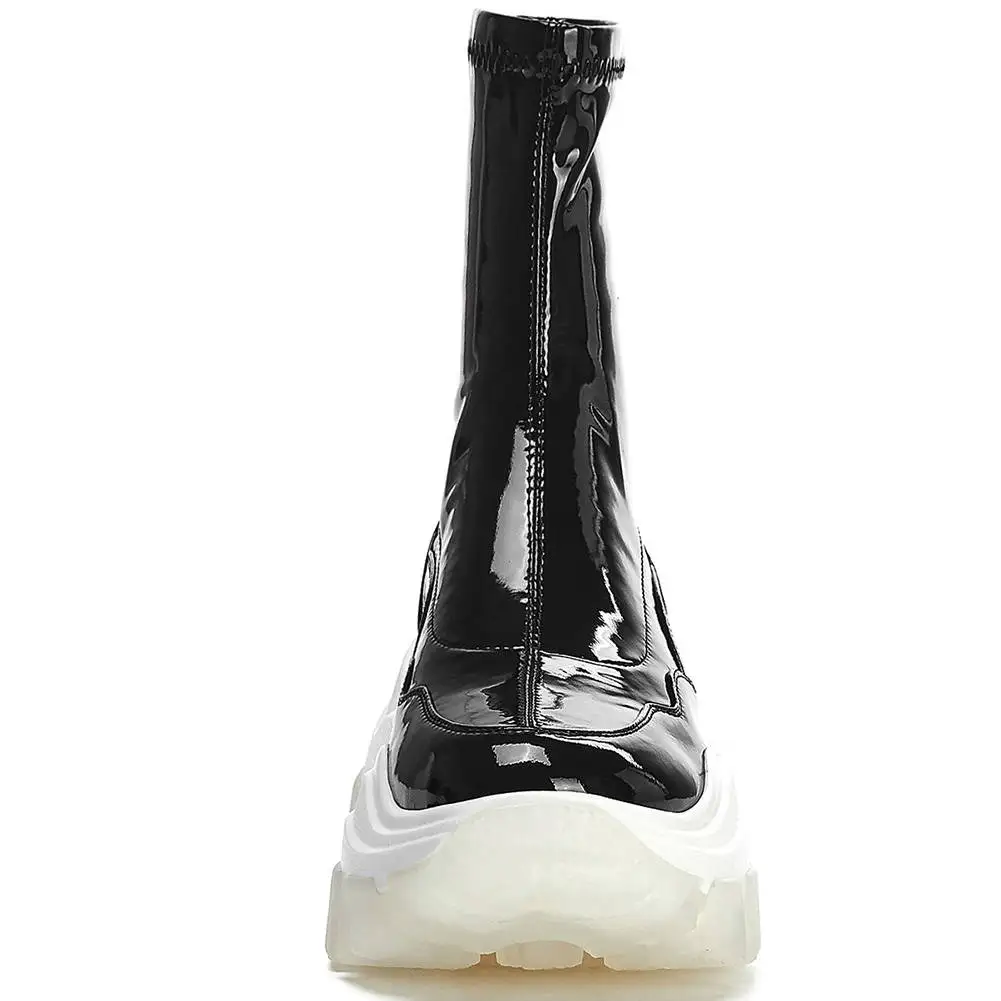 Brand Design 2020 Patent Leather Platform Ankle Boots Woman Shoes Fashion Slip On Women Boots Female Shoes Sneakers
Brand Design 2020 Patent Leather Platform Ankle Boots Woman Shoes Fashion Slip On Women Boots Female Shoes Sneakers